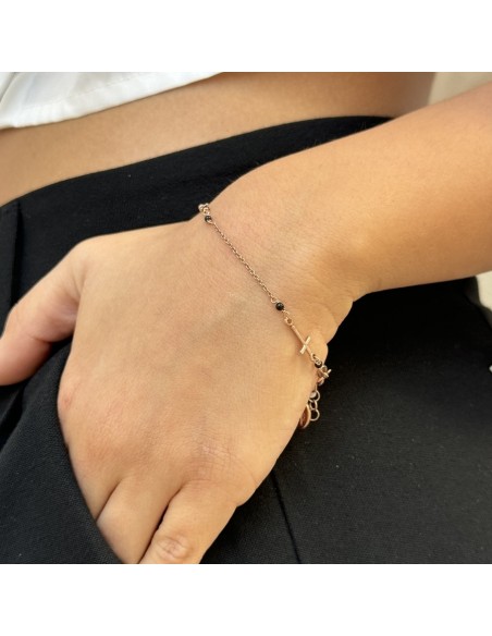 Bracciale Argento Rosato Rosario Sfere Nere [85bdb2d6]
