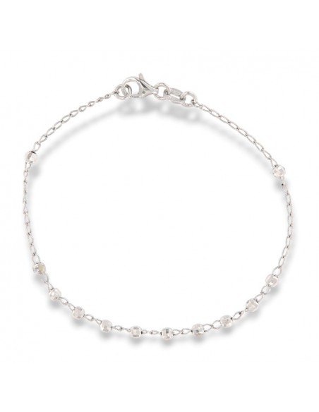 Bracciale Argento Rodiato Catena Sfere Sfaccettate [be055dce]