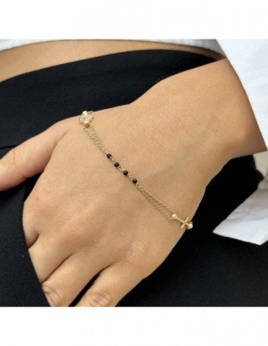 Bracciale Argento Dorato Rosario Sfere Nere Sfaccettate [289e7cdd]