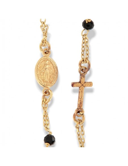 Bracciale Argento Dorato Rosario Sfere Nere Sfaccettate [9f83bdd9]