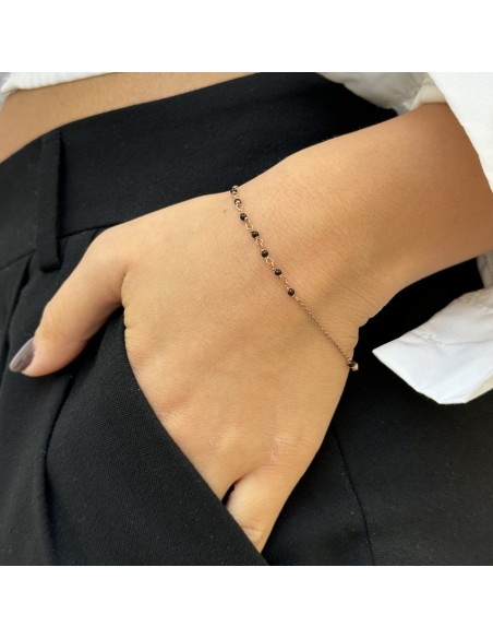 Bracciale Argento Rosato Rosario Sfere Sfaccettate Nere [1beffdac]