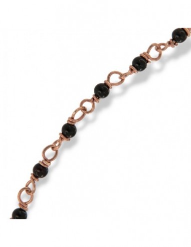 Bracciale Argento Rosato Rosario Sfere Sfaccettate Nere [acf23ca8]