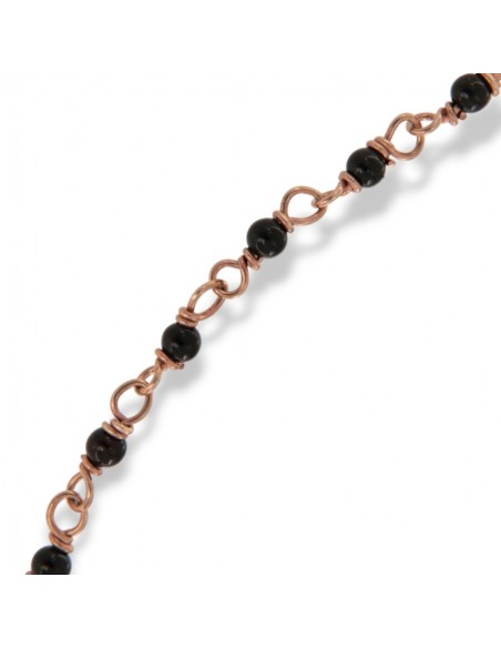 Bracciale Argento Rosato Rosario Sfere Sfaccettate Nere [acf23ca8]