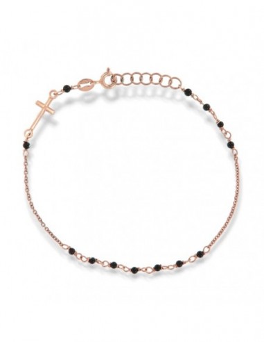 Bracciale Argento Rosato Rosario Sfere Sfaccettate Nere [a9a27bb6]