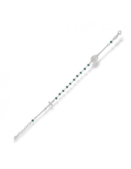 Bracciale Argento Rodiato Rosario Con Sfere Verdi [ffc981b2]