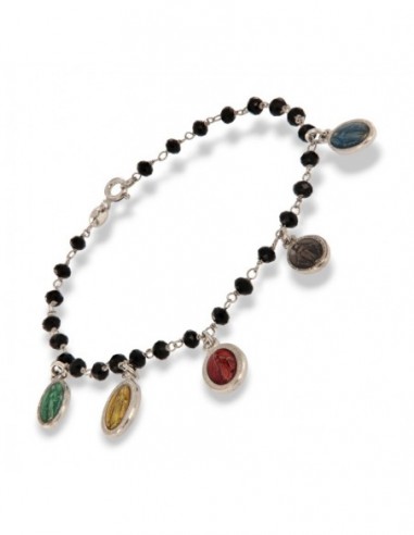 BRACCIALE ARGENTO ONICE MEDAGLIE MIRACOLOSA SMALTA [6527462d]