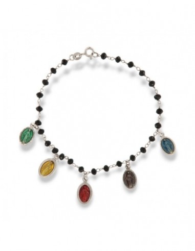 BRACCIALE ARGENTO ONICE MEDAGLIE MIRACOLOSA SMALTA [7de25de0]