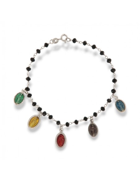 BRACCIALE ARGENTO ONICE MEDAGLIE MIRACOLOSA SMALTA [7de25de0]