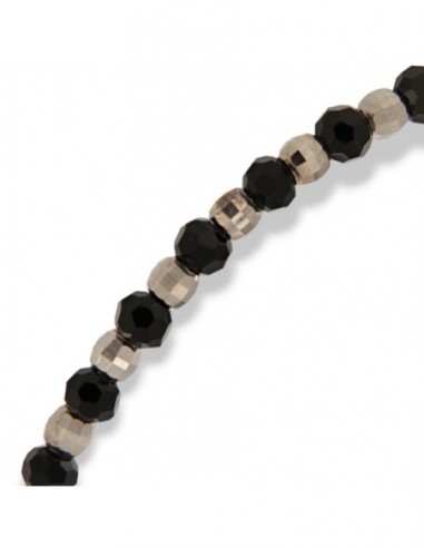 Bracciale Argento Rodiato Sfere Sfaccettate Nere E Argentate [ab1ddaf7]