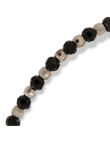 Bracciale Argento Rodiato Sfere Sfaccettate Nere E Argentate [ab1ddaf7]