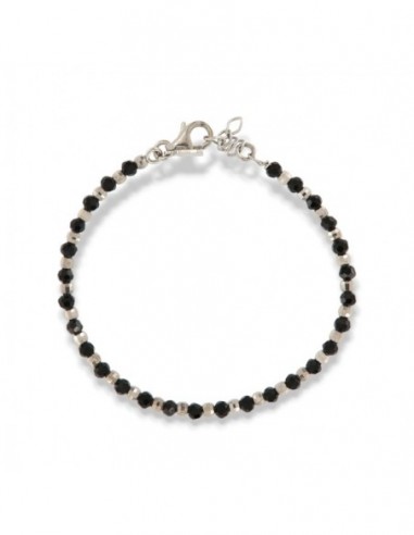Bracciale Argento Rodiato Sfere Sfaccettate Nere E Argentate [ae4d9de9]