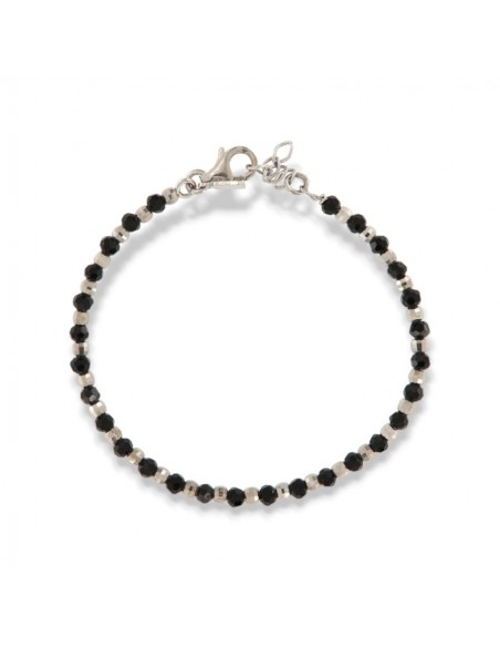Bracciale Argento Rodiato Sfere Sfaccettate Nere E Argentate [ae4d9de9]