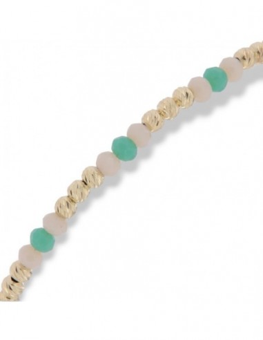 Beacciale Argento Dorato Sfere Bianche e Verdi [678cbd7a]