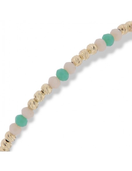 Beacciale Argento Dorato Sfere Bianche e Verdi [678cbd7a]