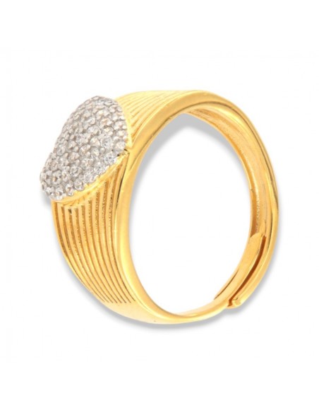 Anello Argento Dorato Fascia Cuore Zirconi Bianchi [44813bdb]