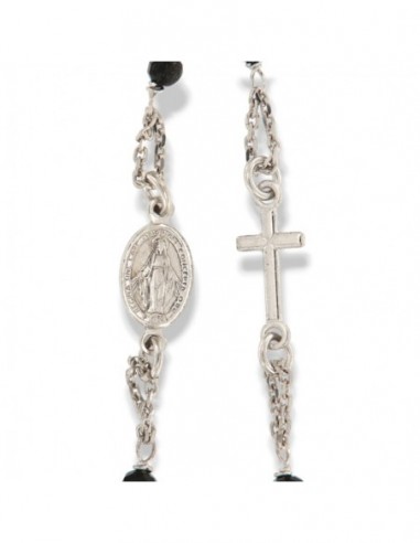 Bracciale Argento Rodiato Rosario Sfere Nere Sfaccettate [fec053c8]