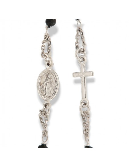 Bracciale Argento Rodiato Rosario Sfere Nere Sfaccettate [fec053c8]