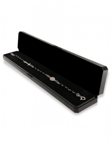 Bracciale Argento Rodiato Rosario Sfere Nere Sfaccettate [4c8dd5d2]