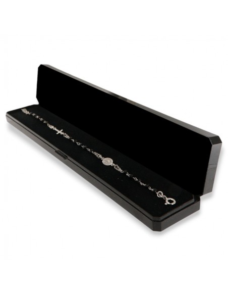 Bracciale Argento Rodiato Rosario Sfere Nere Sfaccettate [4c8dd5d2]