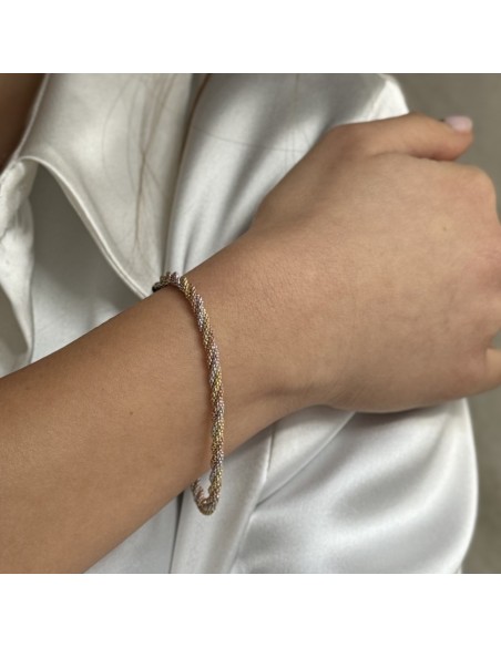 Bracciale Argento Rodiato Rope Tre Colori [0120e73e]