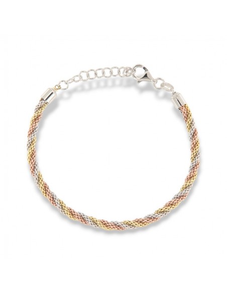 Bracciale Argento Rodiato Rope Tre Colori [b36d6124]