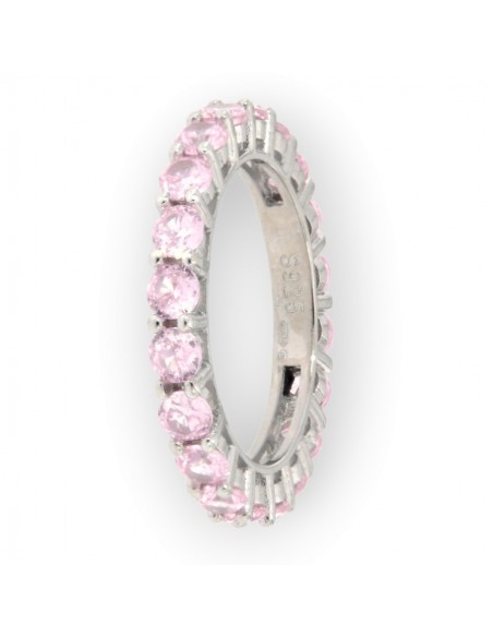 Anello Argento Rodiato Eternity Zirconi Rosa 3MM [1c7a3640]
