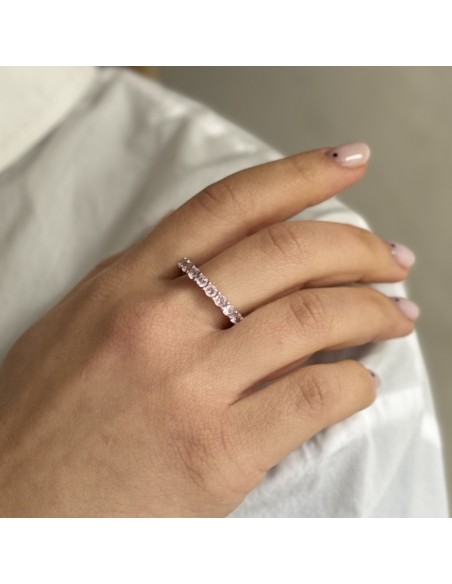 Anello Argento Rodiato Eternity Zirconi Rosa 3MM [654b863b]