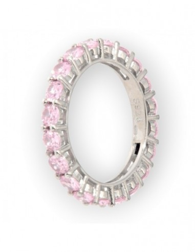 Anello Argento Rodiato Eternity Zirconi Rosa 3MM [d7060021]