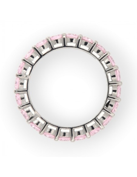 Anello Argento Rodiato Eternity Zirconi Rosa 3MM [601bc125]
