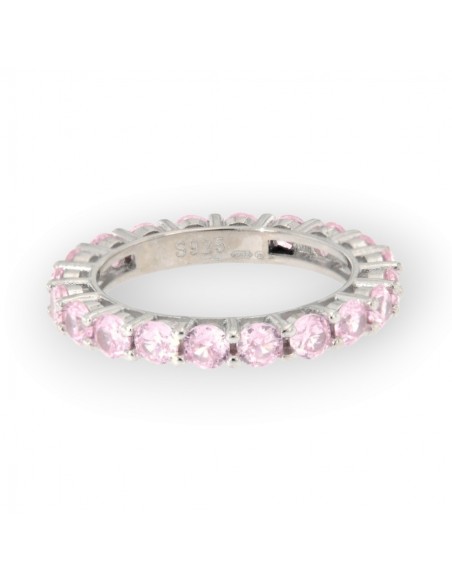 Anello Argento Rodiato Eternity Zirconi Rosa 3MM [b93d8228]