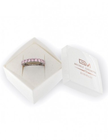 Anello Argento Rodiato Eternity Zirconi Rosa 3MM [0e20432c]