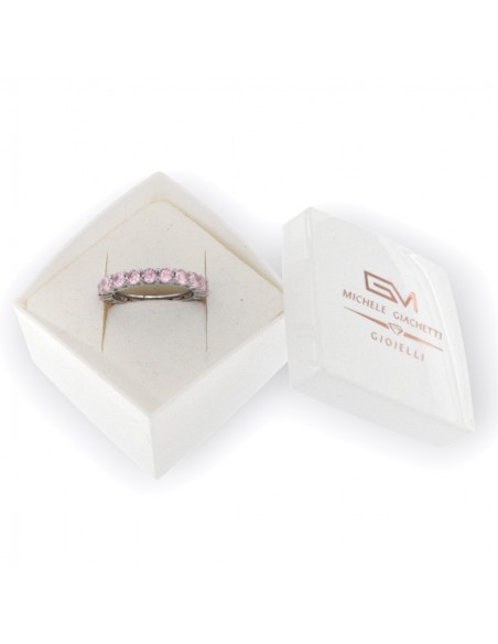 Anello Argento Rodiato Eternity Zirconi Rosa 3MM [0e20432c]