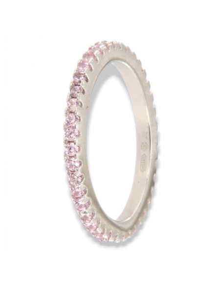 Anello Argento Rodiato Eternity Zirconi Rosa 1,5MM [893d3d45]