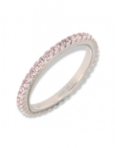 Anello Argento Rodiato Eternity Zirconi Rosa 1,5MM [c67da4c4]