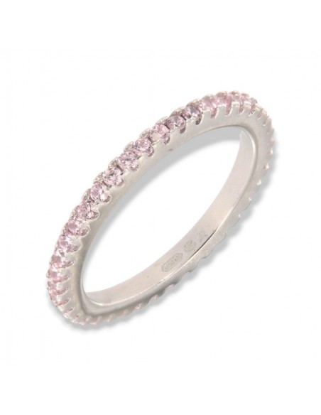 Anello Argento Rodiato Eternity Zirconi Rosa 1,5MM [c67da4c4]