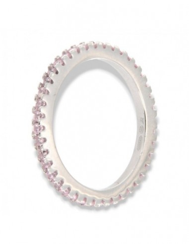 Anello Argento Rodiato Eternity Zirconi Rosa 1,5MM [c32de3da]