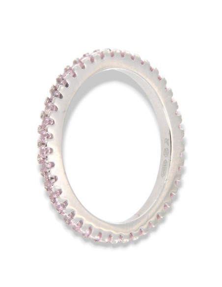 Anello Argento Rodiato Eternity Zirconi Rosa 1,5MM [c32de3da]
