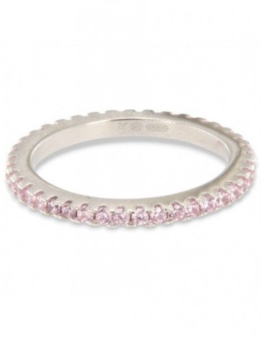 Anello Argento Rodiato Eternity Zirconi Rosa 1,5MM [ad1661d3]
