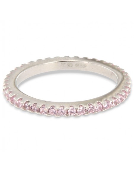 Anello Argento Rodiato Eternity Zirconi Rosa 1,5MM [ad1661d3]