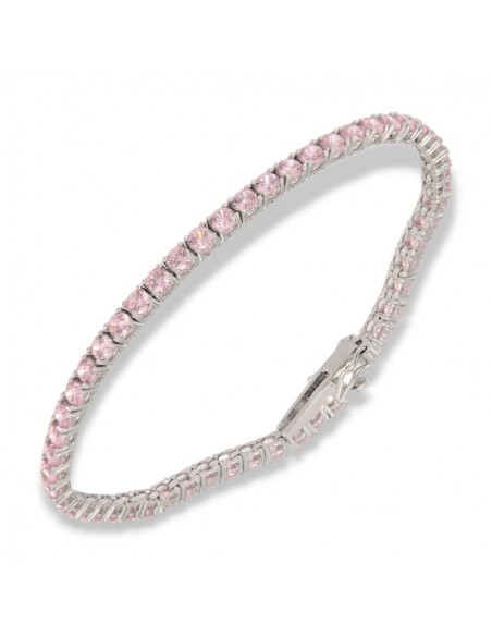 Bracciale Argento Tennis Zirconi Rosa 3MM 18B [b678ad5f]