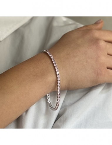 Bracciale Argento Tennis Zirconi Rosa 3MM 18B [a11dac9a]