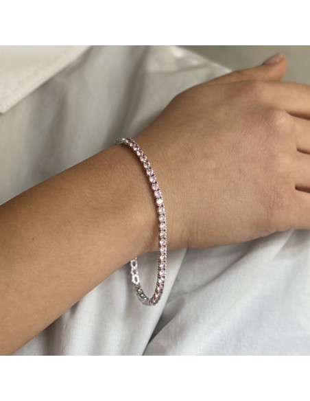 Bracciale Argento Tennis Zirconi Rosa 3MM 18B [a11dac9a]