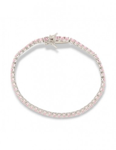Bracciale Argento Tennis Zirconi Rosa 3MM 18B [13502a80]