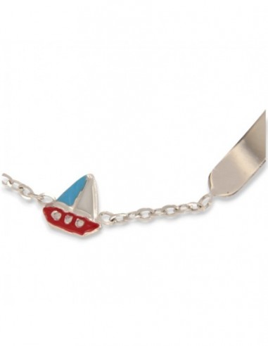 Bracciale Oro Bianco Neonato Barca Piastra Centrale [b8376957]