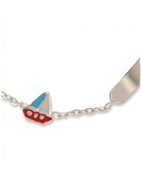 Bracciale Oro Bianco Neonato Barca Piastra Centrale [b8376957]