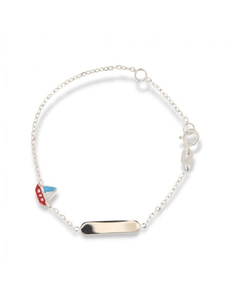 Bracciale Oro Bianco Neonato Barca Piastra Centrale [bd672e49]