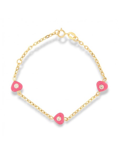 Bracciale Oro Giallo Cuori Zirconi Bianchi [90edc161]