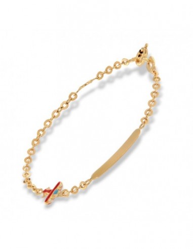 Bracciale Oro Giallo Neonato Aereo Piastra Centrale [528a2638]