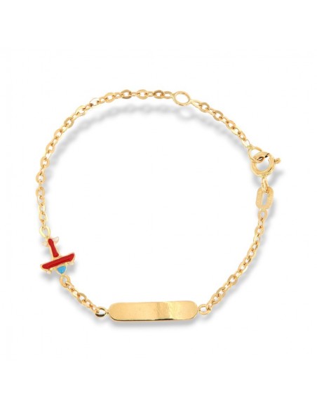 Bracciale Oro Giallo Neonato Aereo Piastra Centrale [8c5fa366]