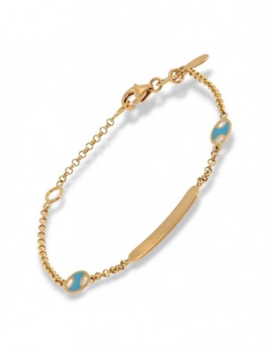 Bracciale Oro Giallo Neonato Maglia Marina Celeste [e597e73c]